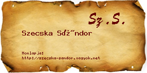 Szecska Sándor névjegykártya